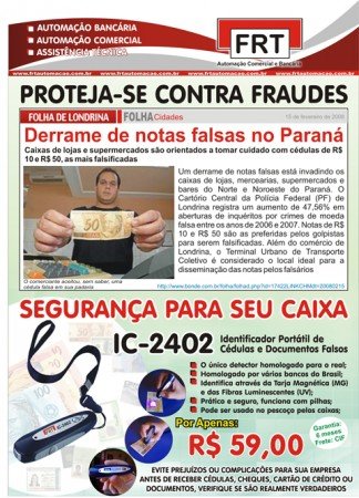 Mini Identificador de Cédulas Falsas, Documentos, Cartões de Crédito, ETC...