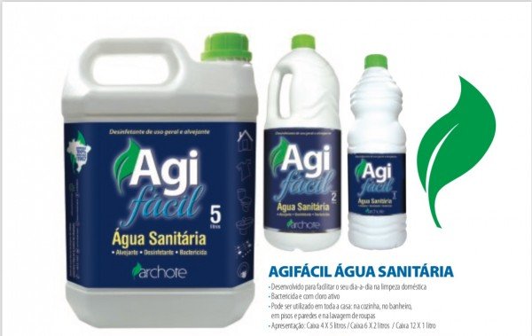 Água Sanitária Agi Facil (1L, 2L e 5L) - Alcool Gel 67, Alcool Gel Acendedor, Removedor e Querosene